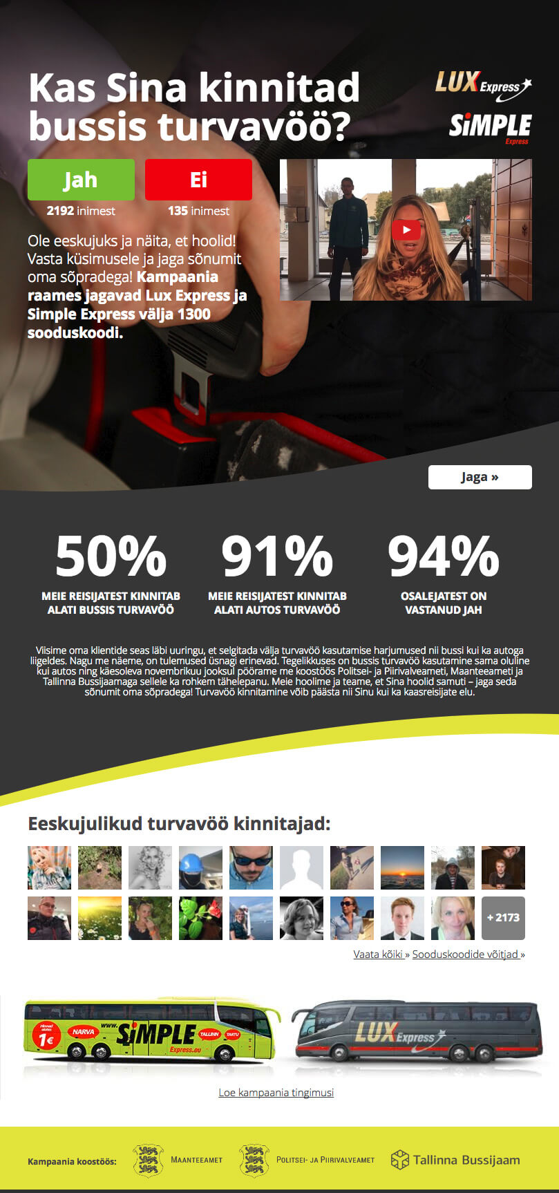 Kinnita bussis turvavöö!” awareness campaign in social media